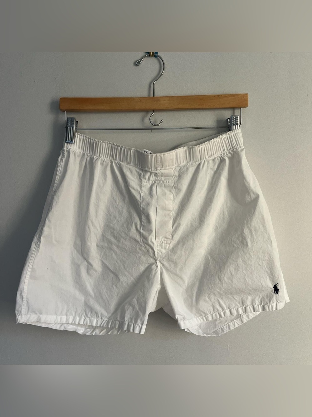 Polo by Ralph Lauren White Classic Fit Shorts with Navy Logo